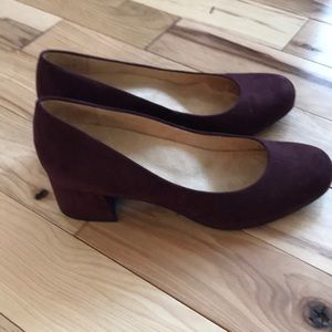 Maroon block heels
